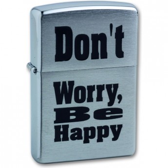 Зажигалка ZIPPO DON`T WORRY с покрытием BRUSHED_CHROME 38x13x57 мм